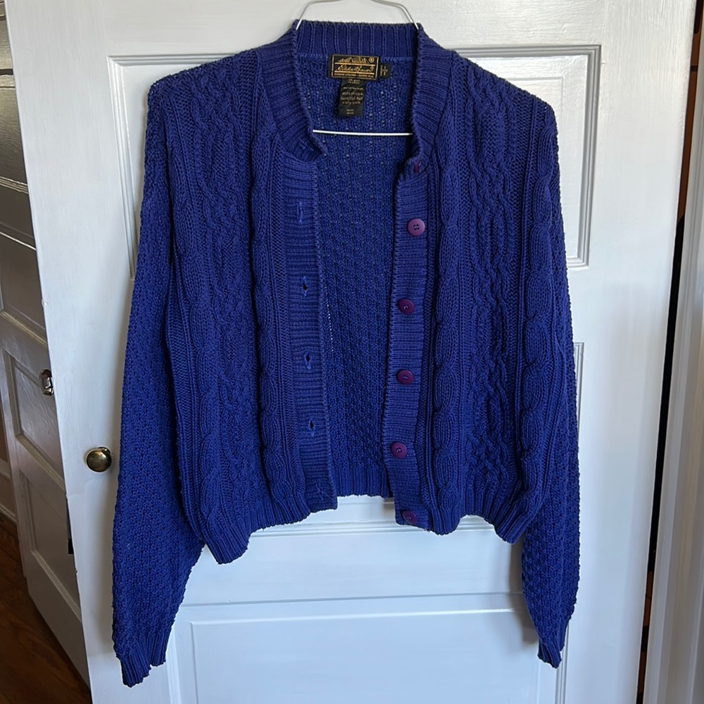 vintage Eddie Bauer purple knit cardigan